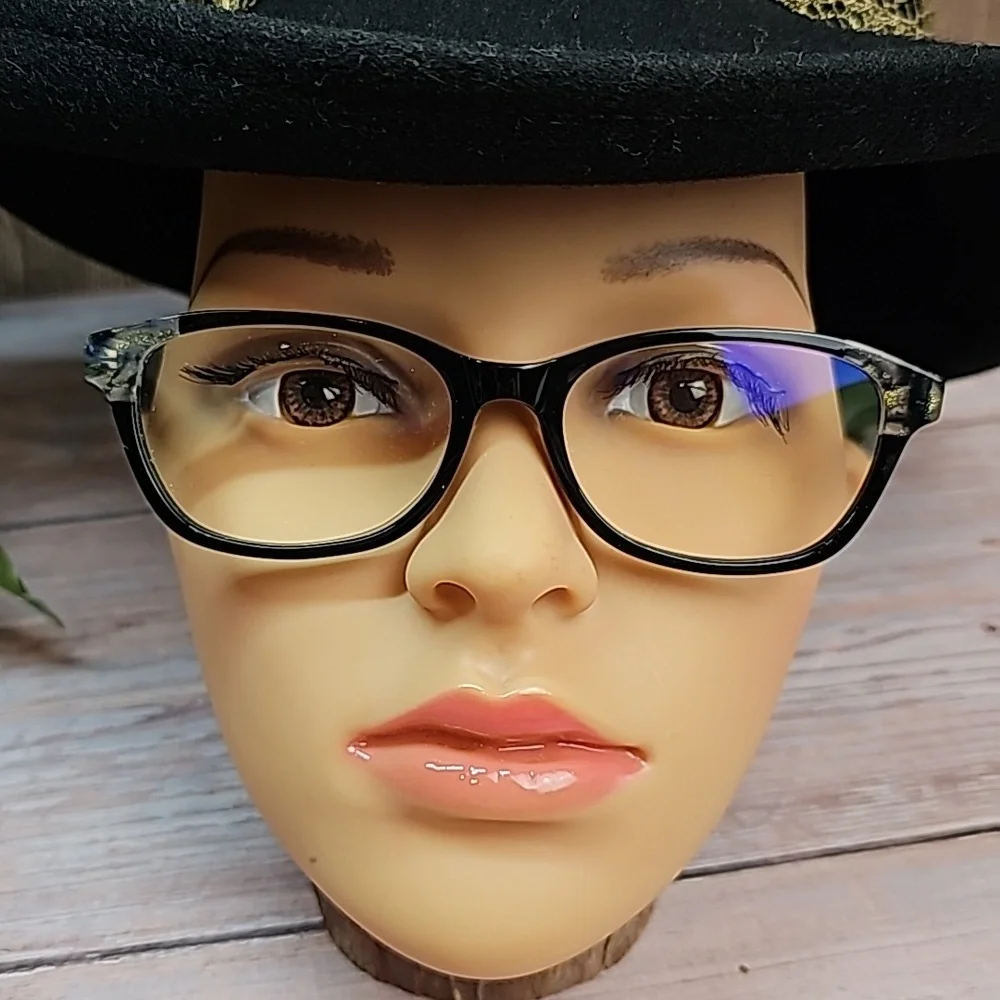 LADIES BLACK & GOLD PLASTIC EYEGLASS FRAMES